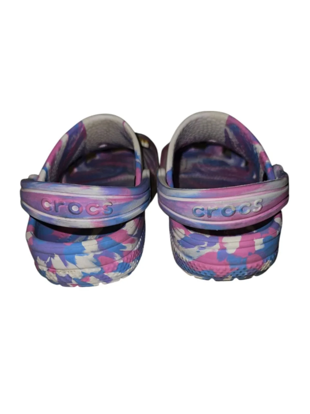 Girls Size 10 Crocs w/shoe charms Toddler Tie Dye